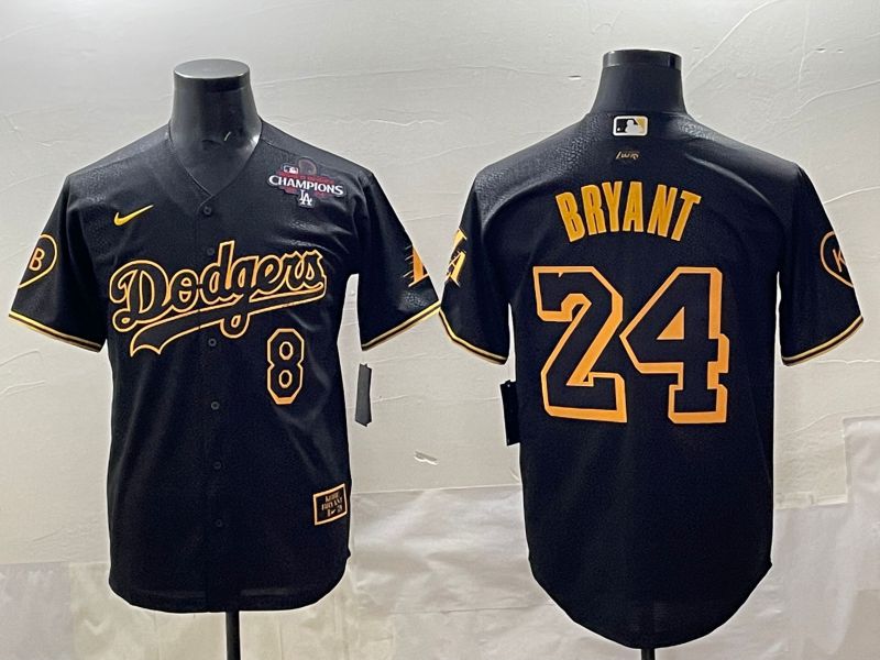 Men 2025 Los Angeles Dodgers #24 Bryant Black Five generations Nike MLB Jersey style 006